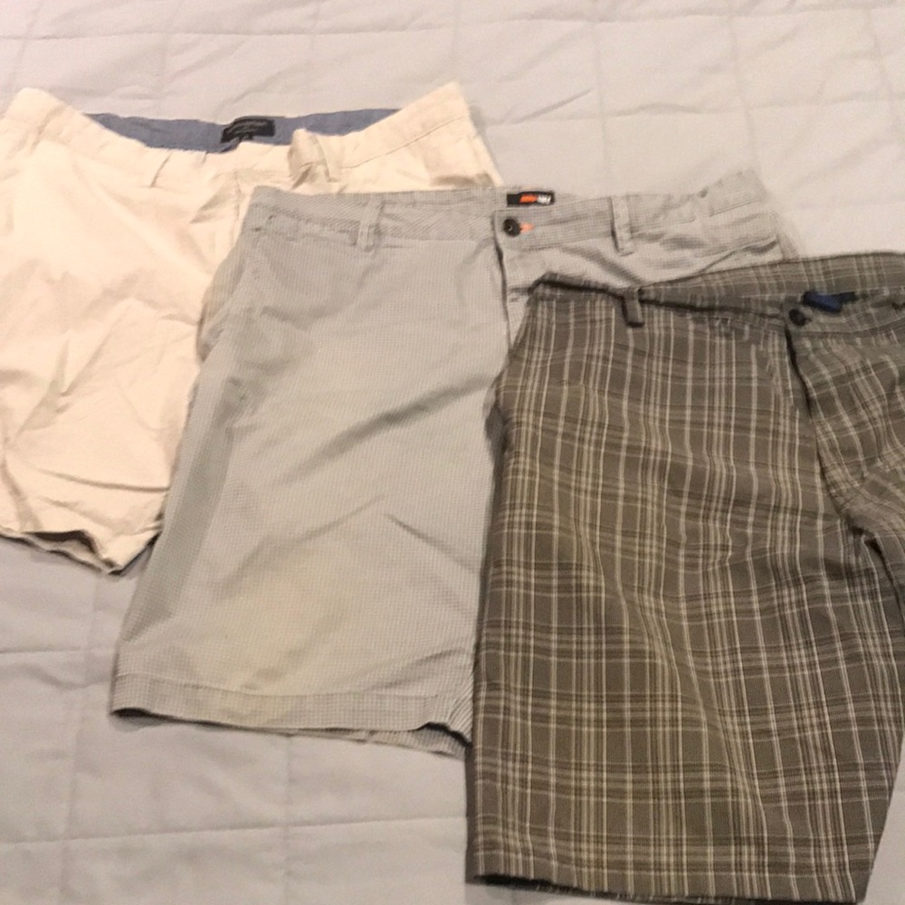 3 pair men’s shorts.  Burnside, banana republic